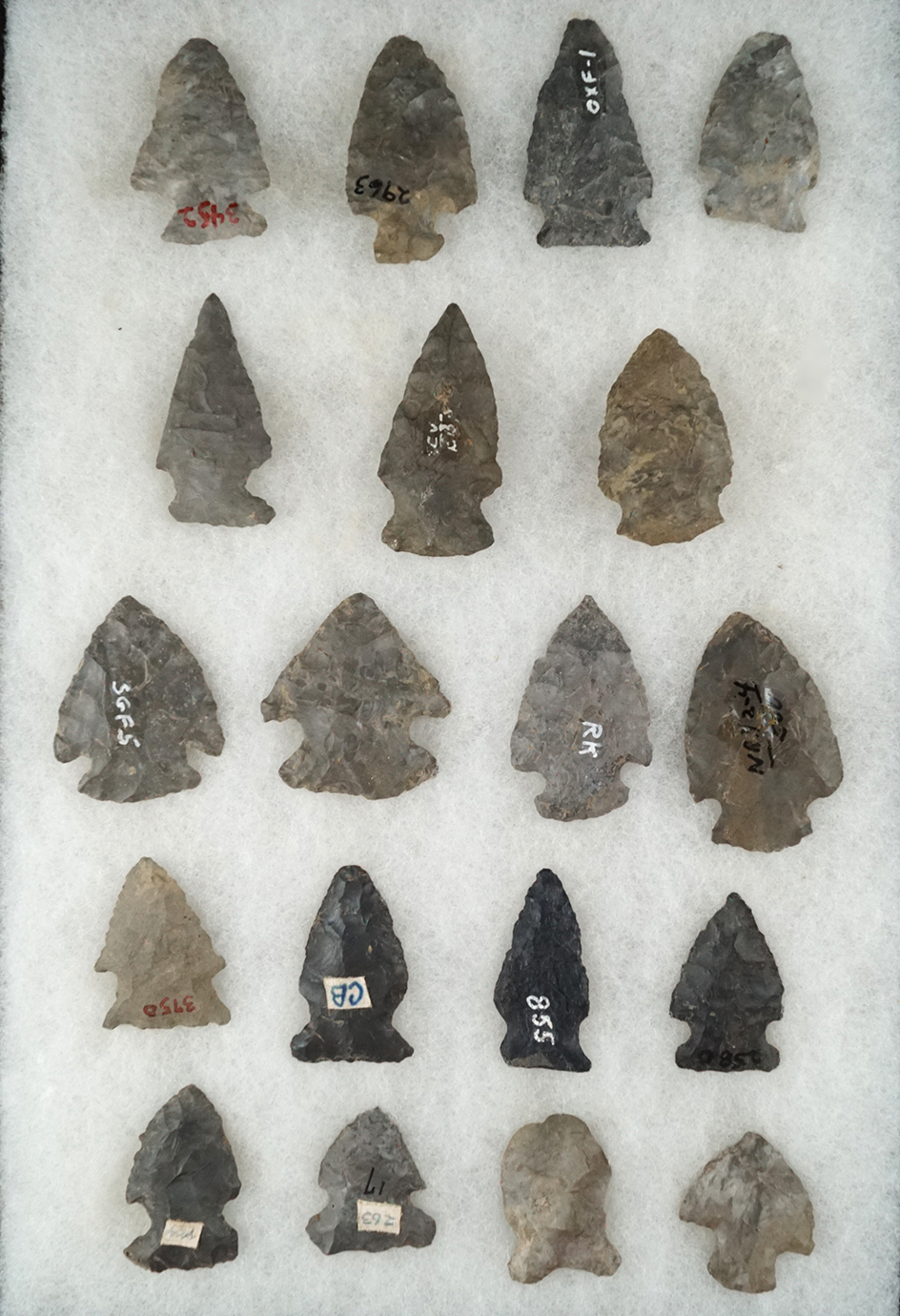 Group of 19 assorted flaked artifacts found in New York, largest is 2 1/8".