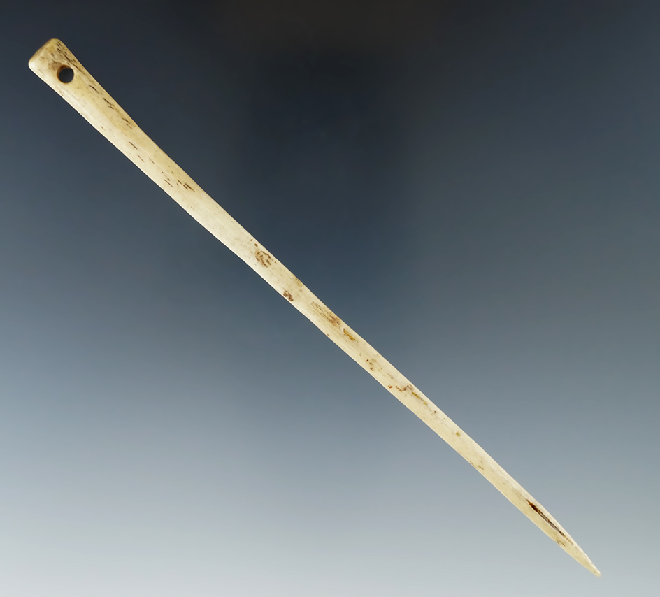 6" Long Bone Hairpin found in New York from the collection of Howdy Lang.