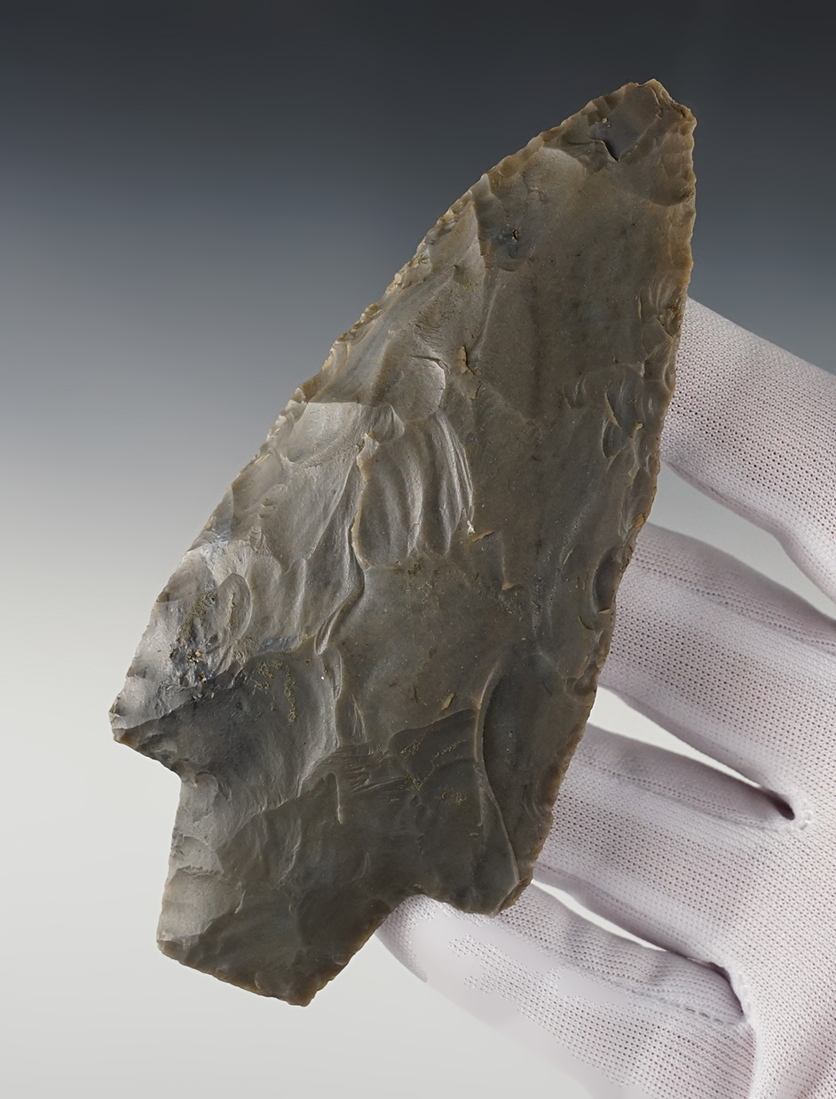 Large 5" Indiana Adena made from patinated Hornstone. Comes with a Davis COA. 