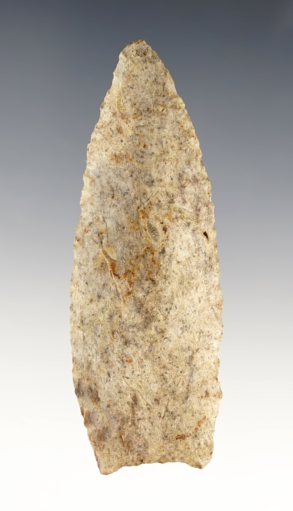 3 3/16" Paleo Lanceolate that is well patinated. Found in the Ohio/Indiana area. Ex. Mehalko.