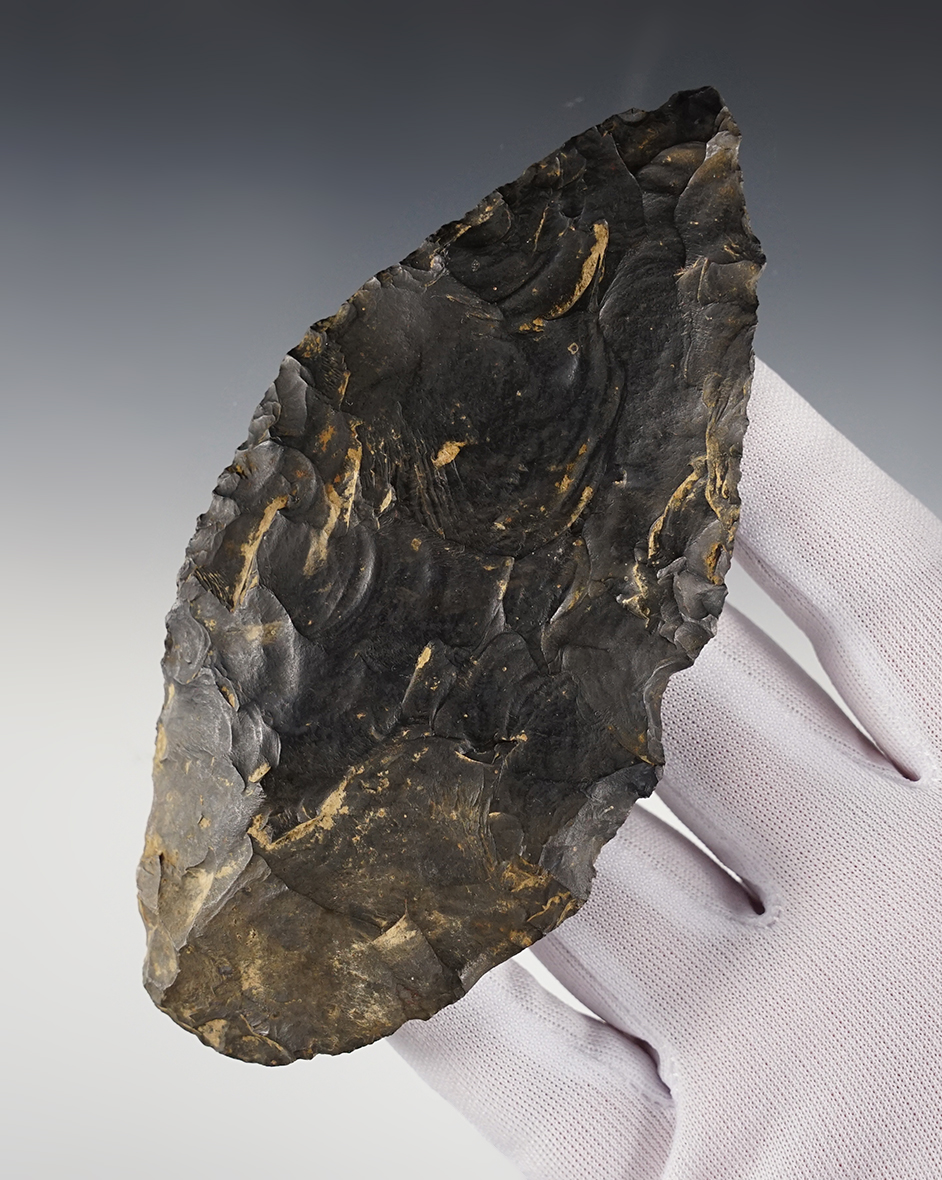 Large 5 5/16" Knife found in Kirkersville, Licking Co., Ohio in 1922. Coshocton Flint.