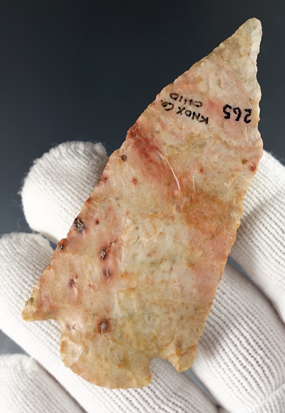 2 7/8" Pentagonal made from beautifully colored Flint Ridge Flint. Found in Knox Co., Ohio.