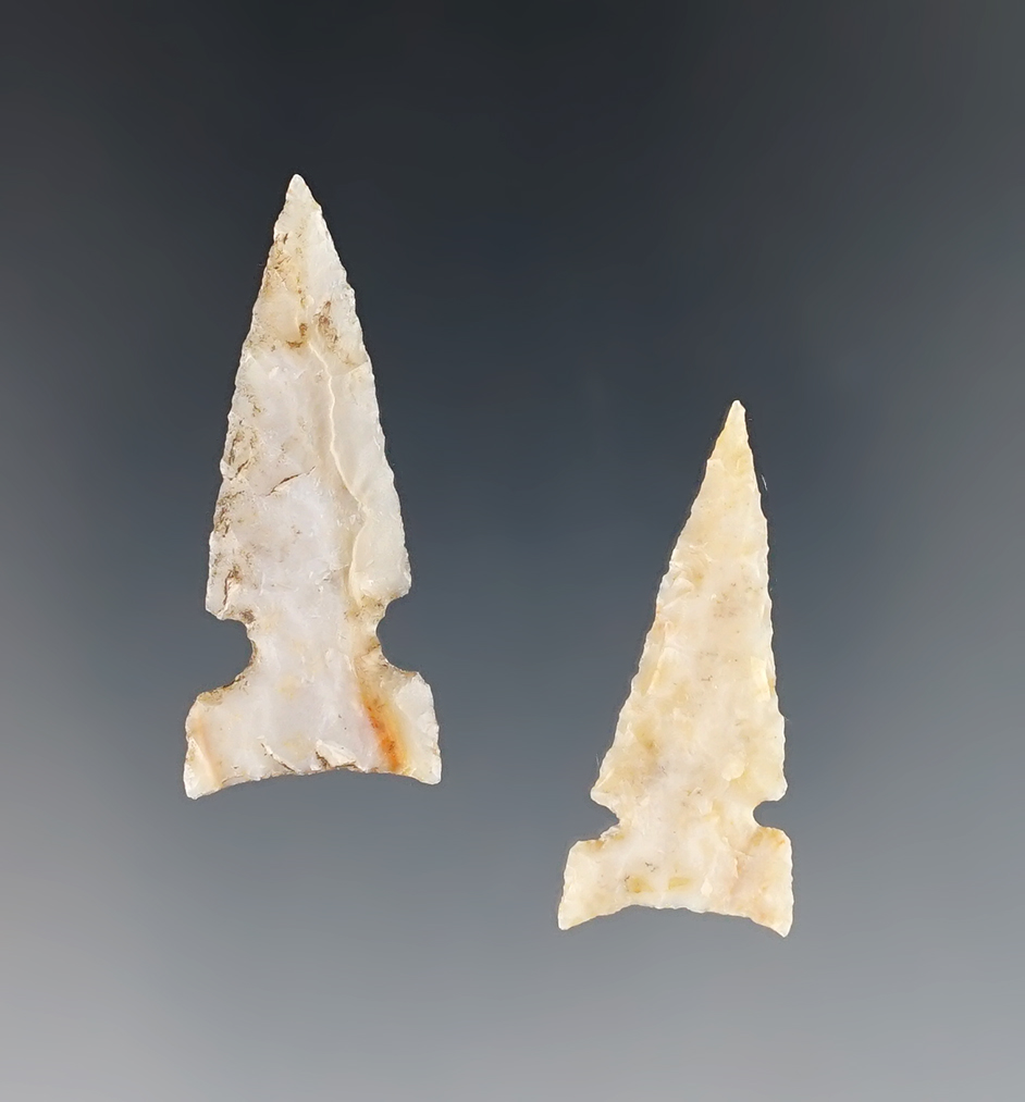 Pair of fine Sidenotch Points found in the Colorado/Kansas area. The largest is 1 7/16".