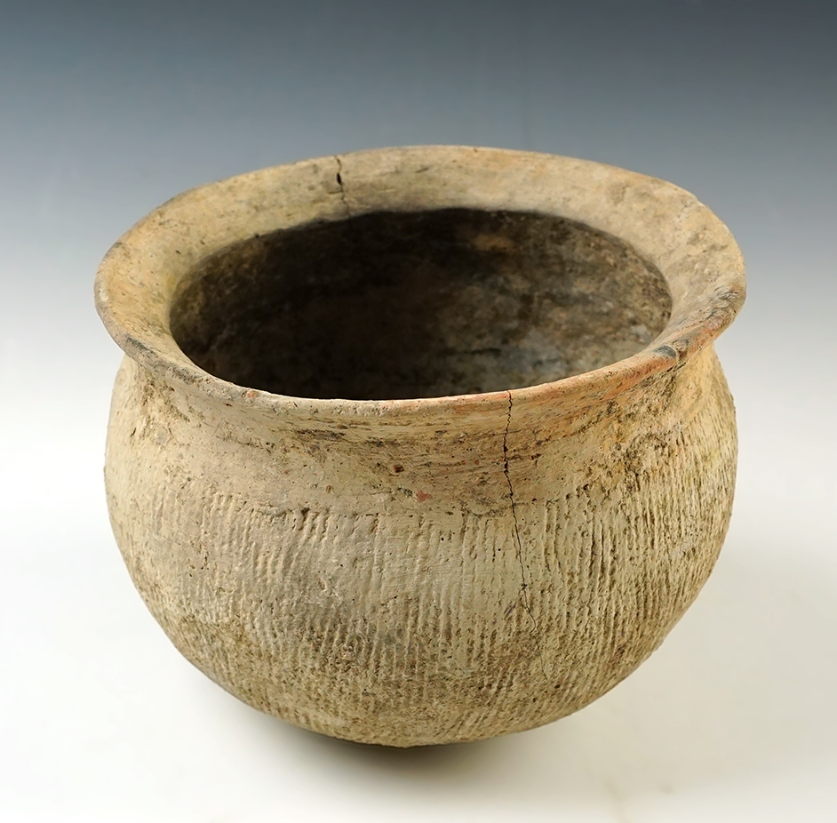 5 3/8" wide x 4" tall Ancient Ban Chiang Pottery Vessel, recovered in Thailand. 