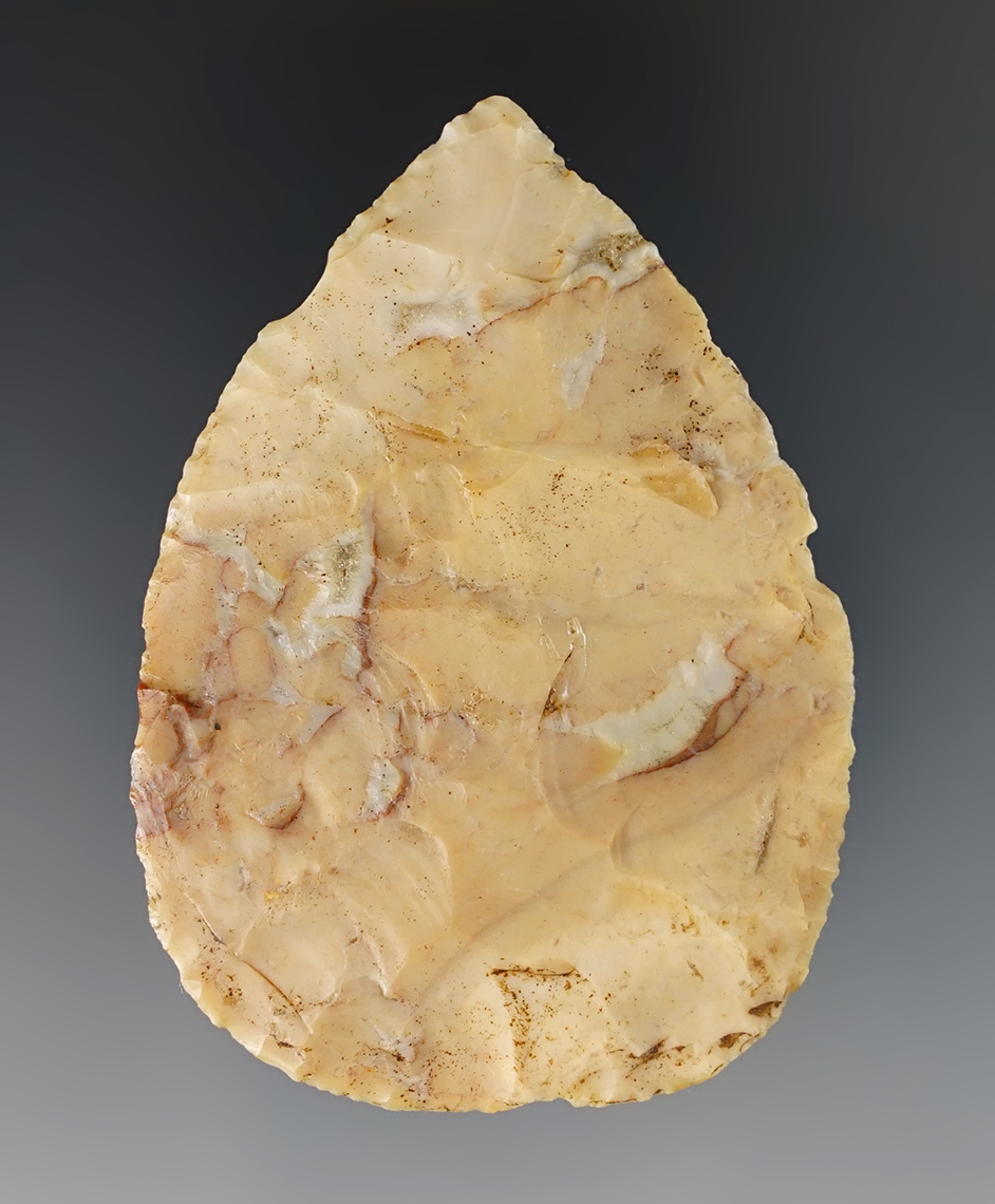 Thin 2 5/8" Ohio Adena Blade made from Flint Ridge Flint.