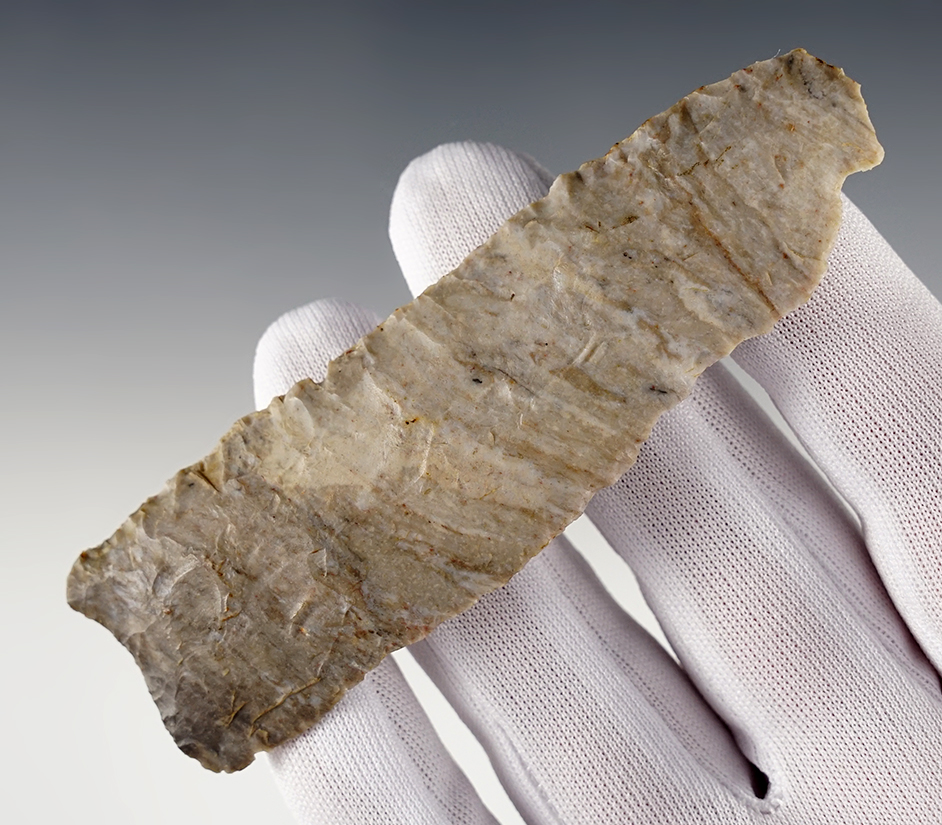 Nice 4 1/8" Paleo Knife found in Auglaize Co., Ohio. Ex. Jon Anspaugh