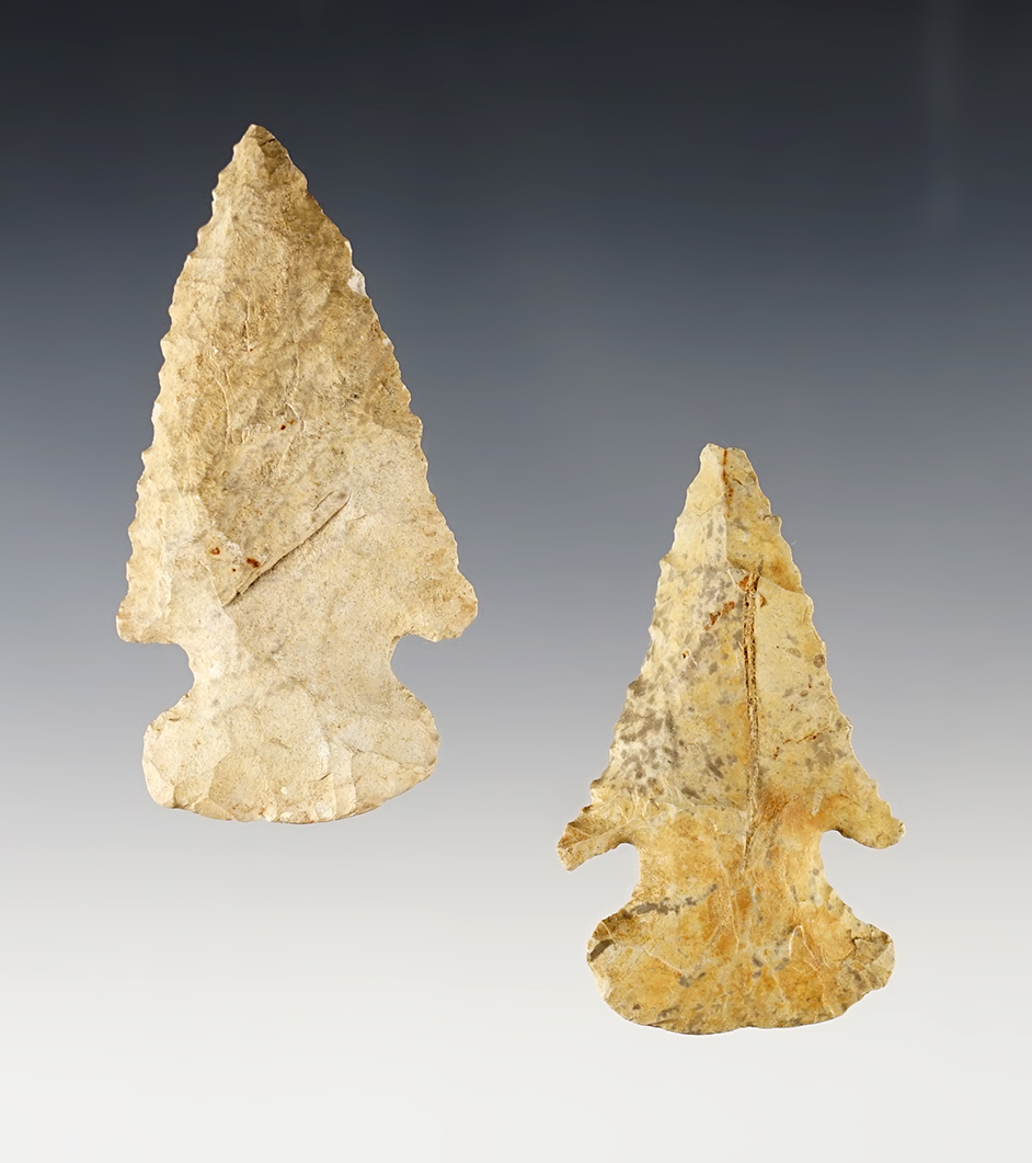 Pair of heavily patinated Ohio Thebes Bevels. The largest is 2 11/16".