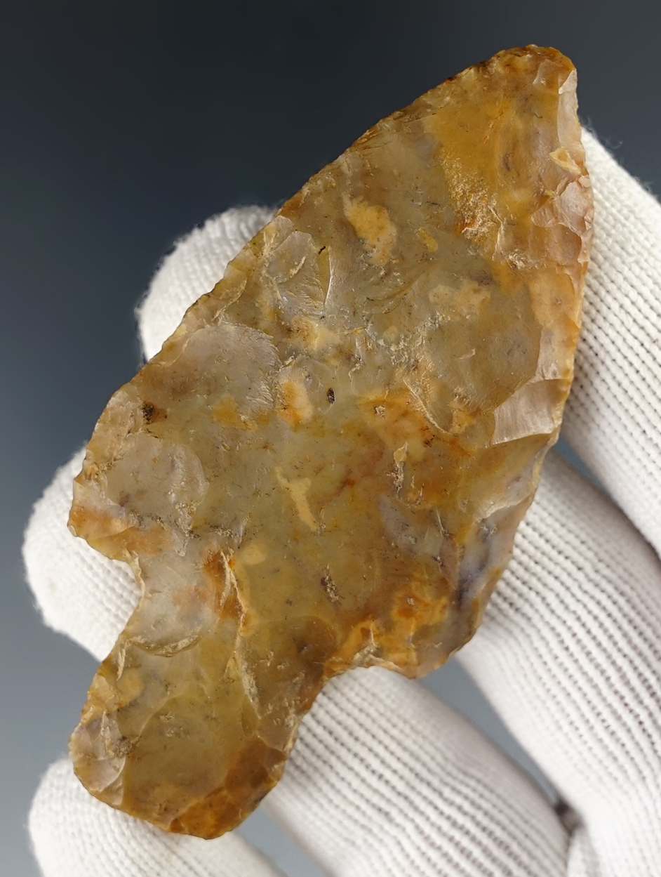 Highly colorful 2 13/16" Ohio Adena made from Flint Ridge Flint.