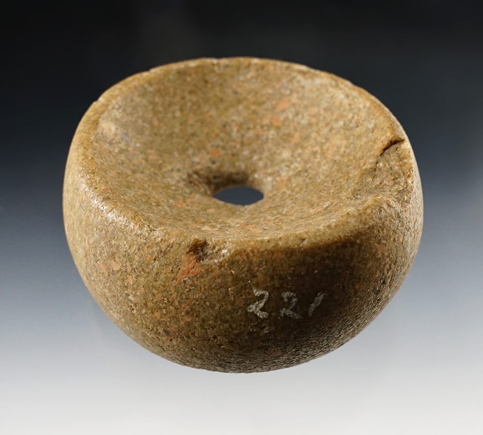 3" Perforated Hardstone Discoidal found in the Missouri/Illinois area. 