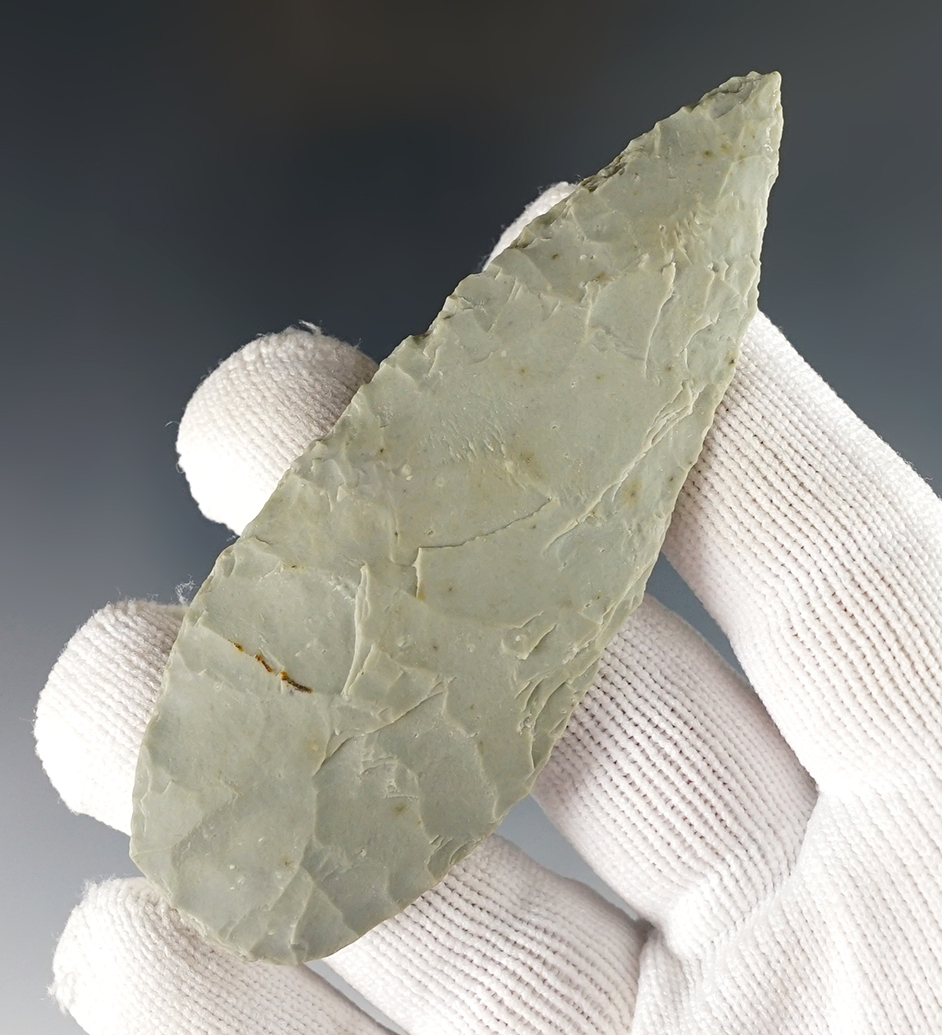 3 3/8" Early Leaf Point or Knife that is nicely made from Franciscan Chert. Found in California. COA.