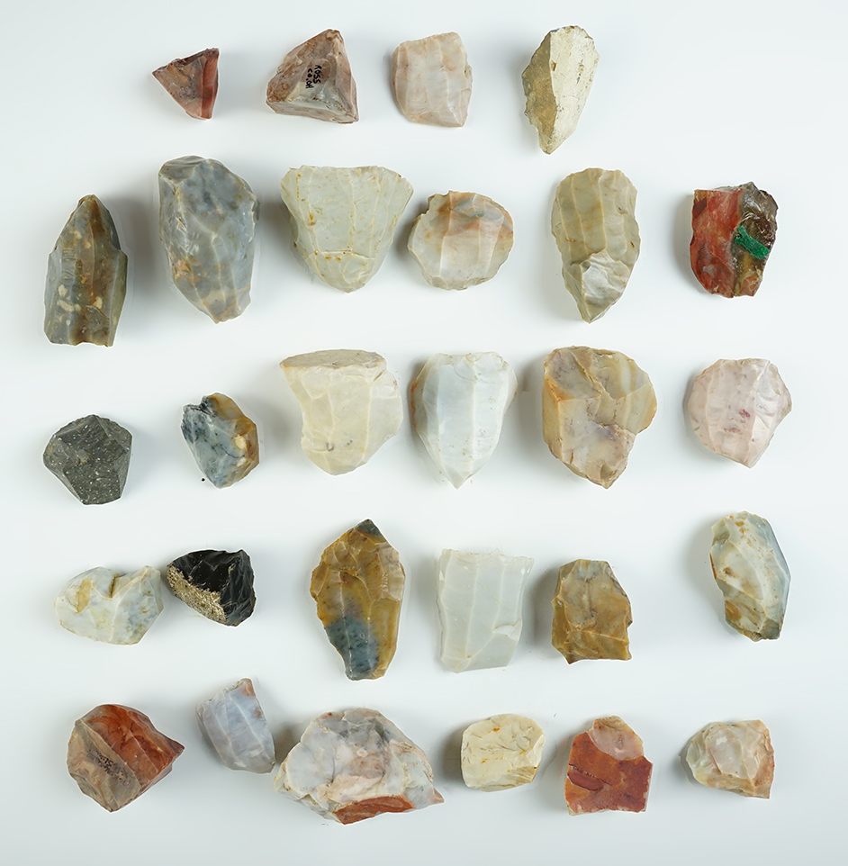 Set of 28 Flint Ridge Flint Cores found in Ohio. Some colorful examples in this group!