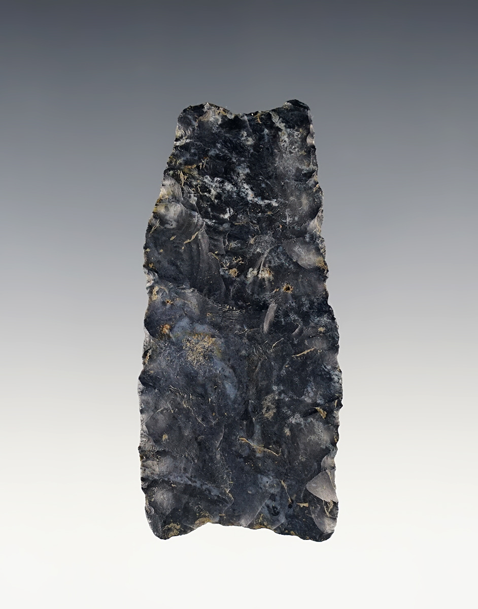 Thin and well flaked 2 11/16" Paleo Square Knife made from Coshocton Flint. Found in Ohio.
