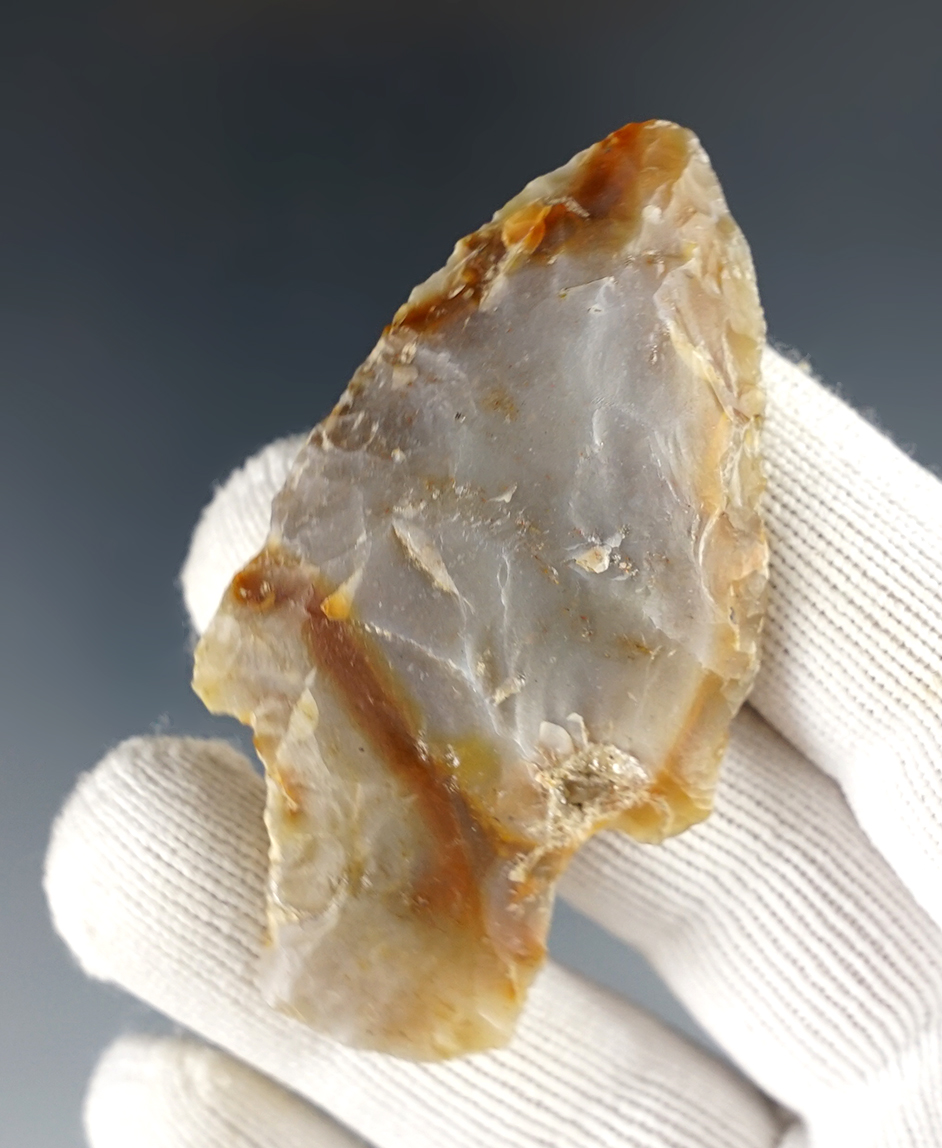 2 9/16" Ohio Adena made from semi-translucent Flint Ridge Flint.
