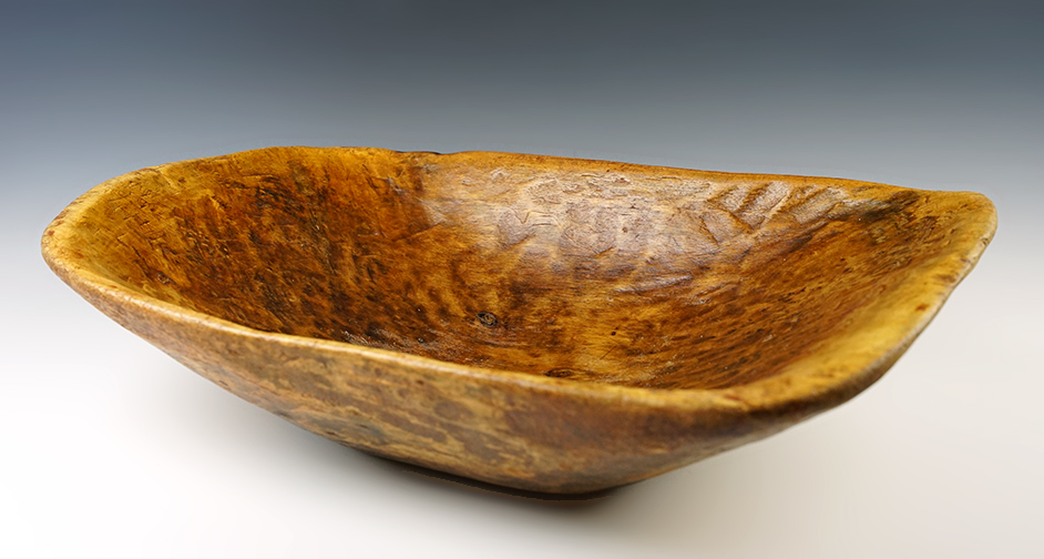 Large 19 1/2" by 12 1/2" hand carved Wood Bowl in excellent condition. 