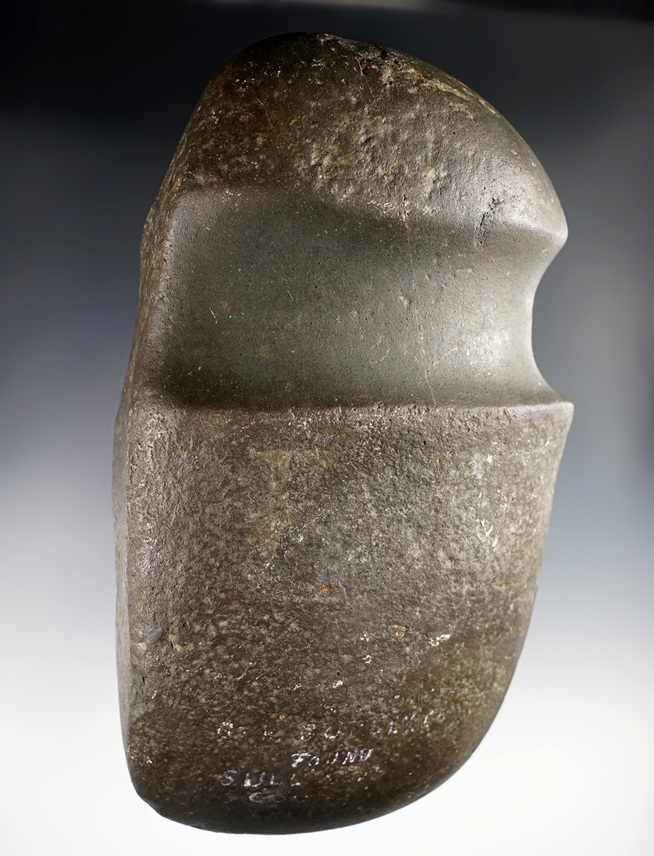 7 7/8" x 4 3/8" 3/4 Grooved Axe made from very dense Hardstone.  Sullivan Co., Indiana. 