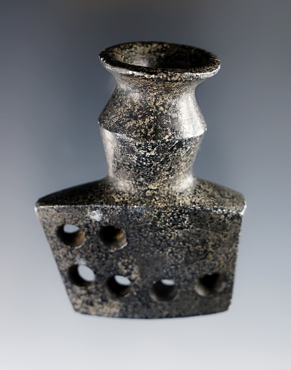 2 11/16" Micmac Pipe - black Steatite. Upper Sandusky, Ohio. Comes with a Bennett COA. 