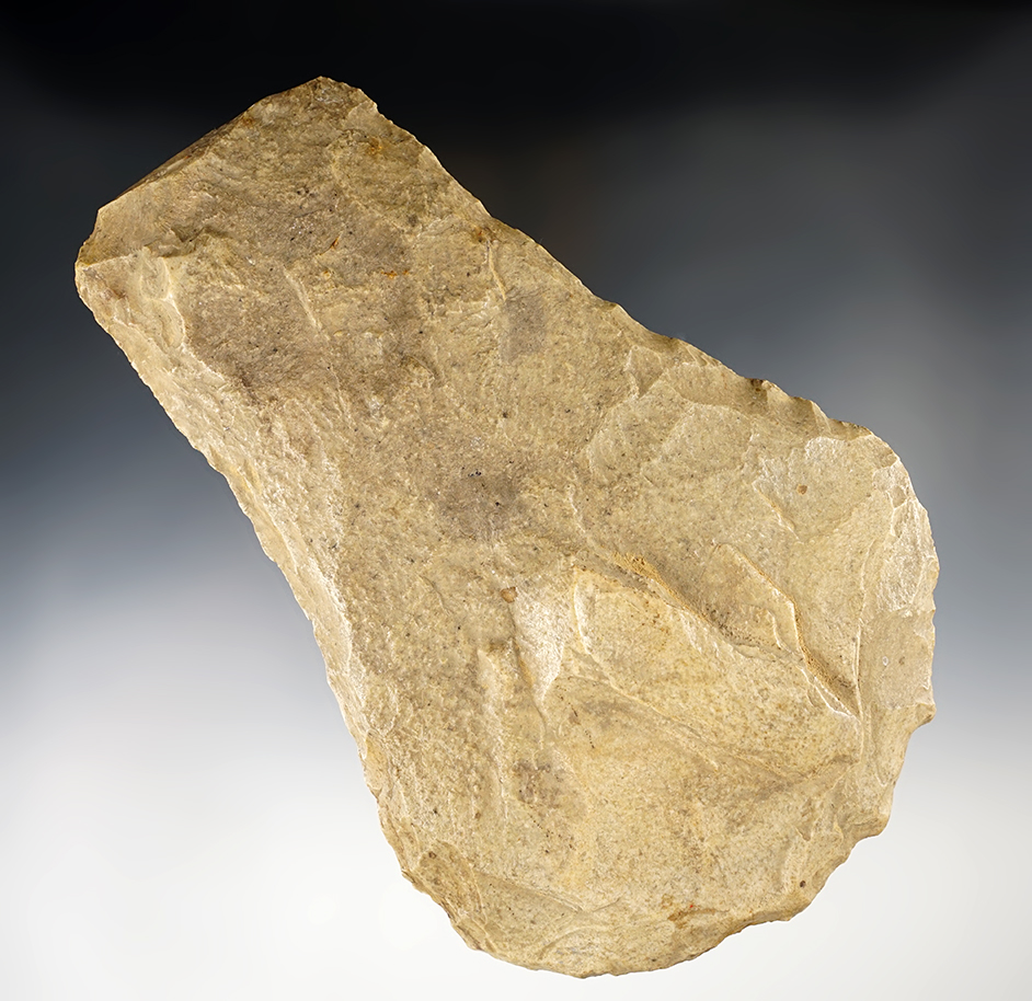 Heavily patinated 7 1/4"  by 5" Flint Hoe. Recovered in Illinois. 