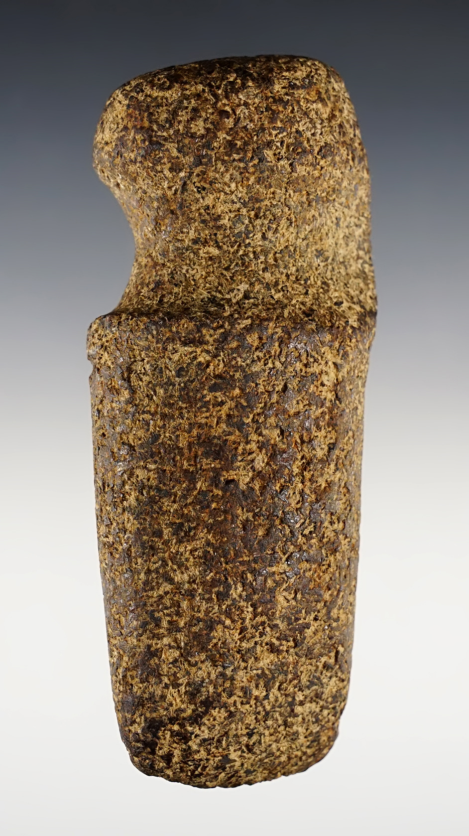 4 9/16" long 3/4 Groove Axe - Hardstone. Found in Allen Co., Ohio. Ex. Dr. Gordon Meuser.