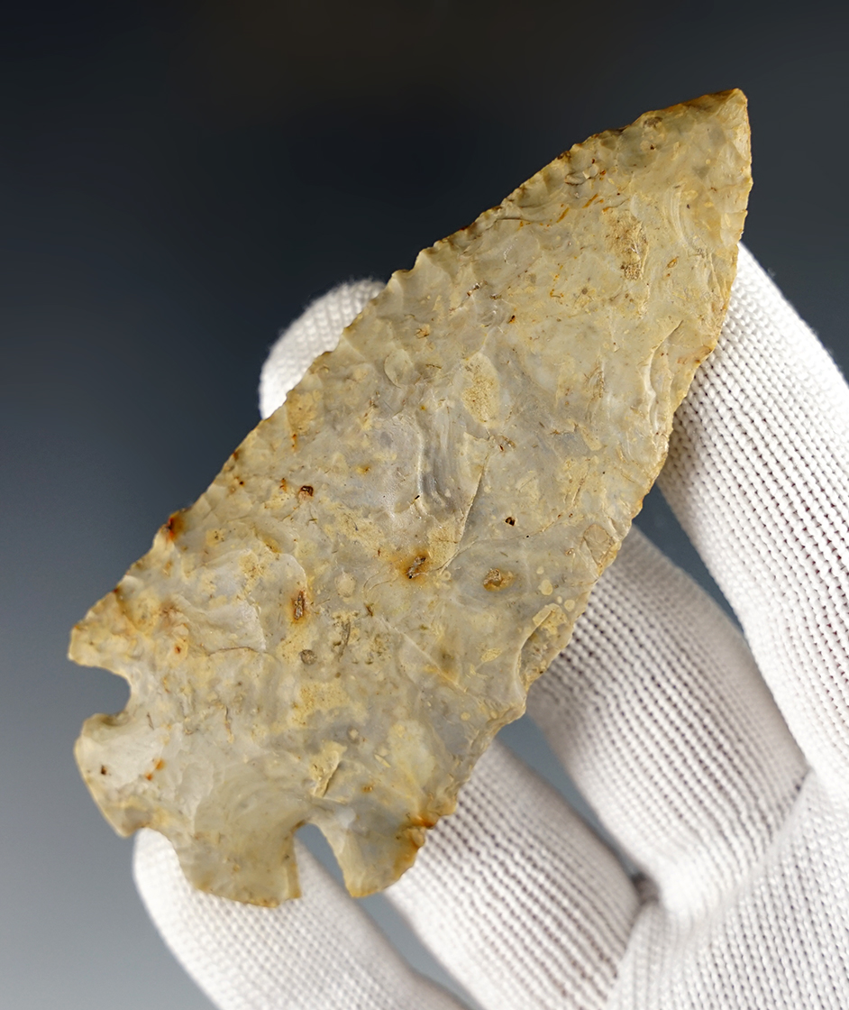 3 3/8" classic styled Notch Base Dovetail - Ohio. Flint Ridge Flint. Partain and Jackson COA's.