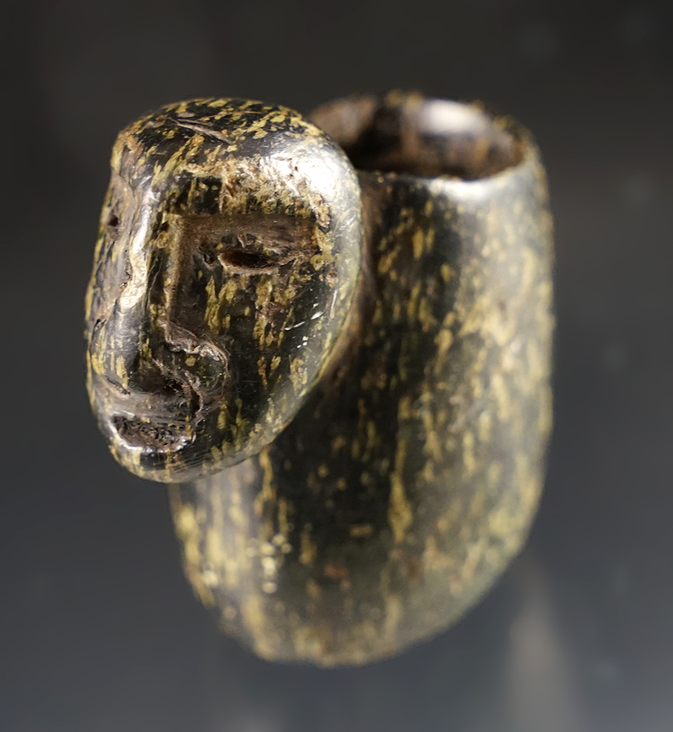 Rare style 2 1/4" Inca Shaman Effigy Ceremonial Medicine Cup - Hardstone. Recovered in Peru. 