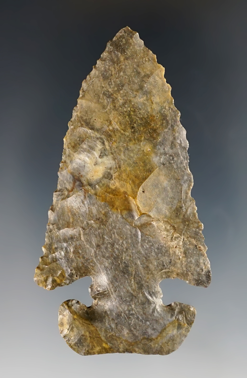 3" Archaic Thebes E-Notch found in Ross Co., Ohio. Comes with a Bennett COA.