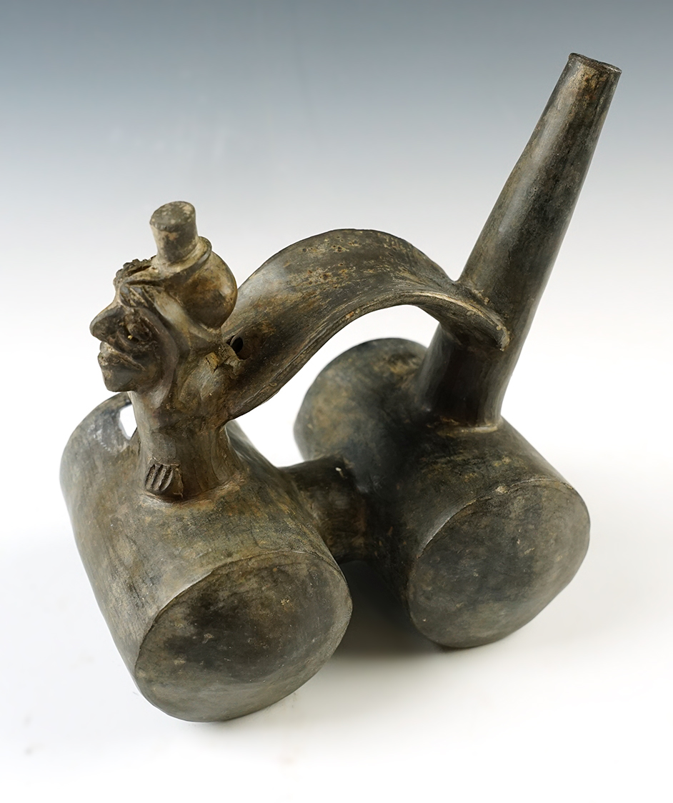 6 1/2" Whistle Pot with handle and spout - South America. Circa 200 BC. Ex. Richard Shively.