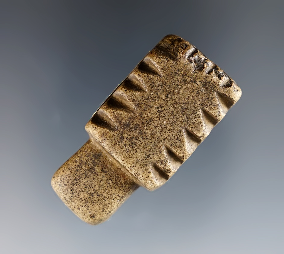 1 3/4" x 1" Mic-Mac Pipe made from well patinated Stone. Indiana. Bennett COA. 