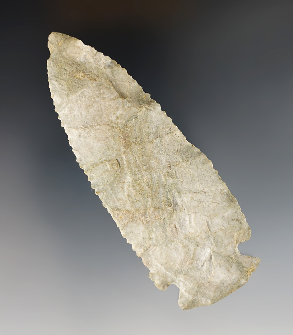 Excellent 3 5/16" Dovetail  - Green (Attica) Chert - Indiana. Ex. David & Josephine Ramp. 