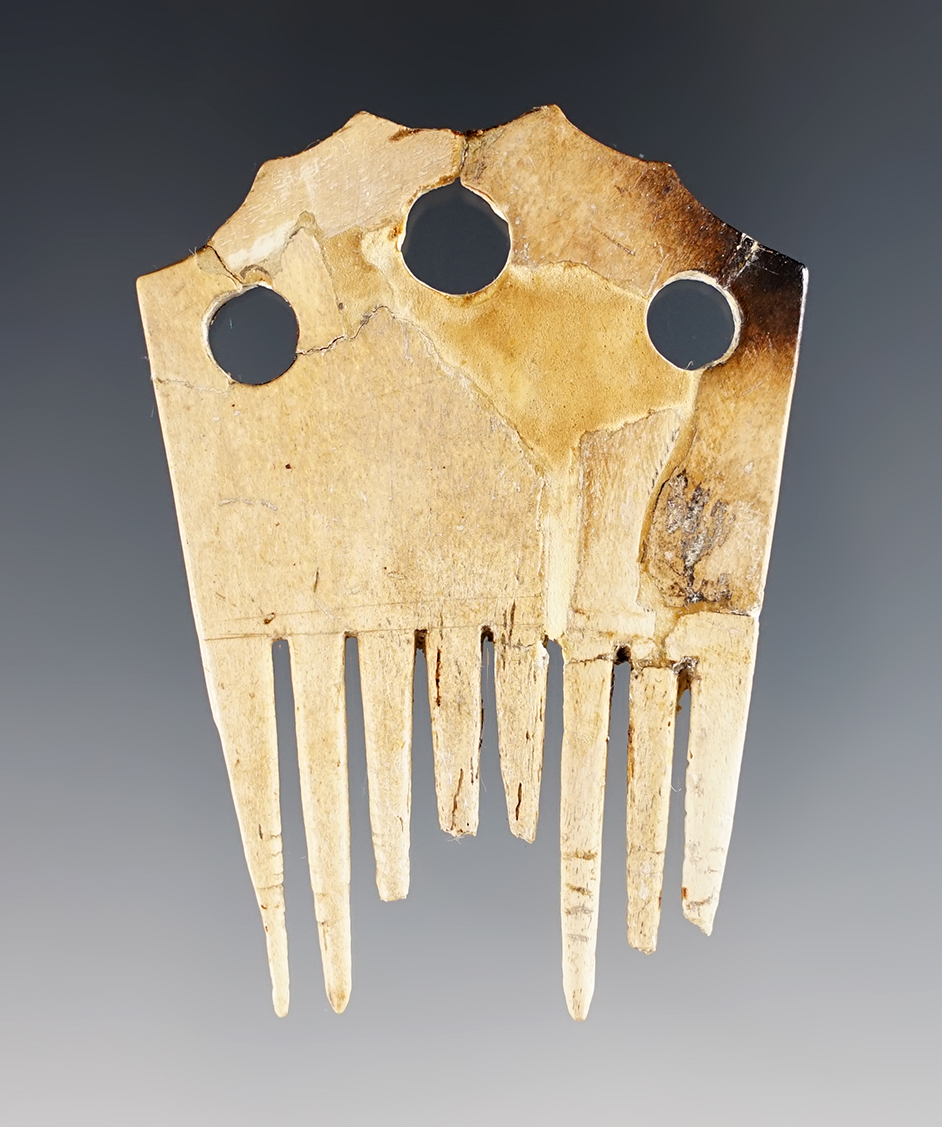 2 1/2" Bone Comb with a couple glued tines - White Springs Site in Geneva, New York. 