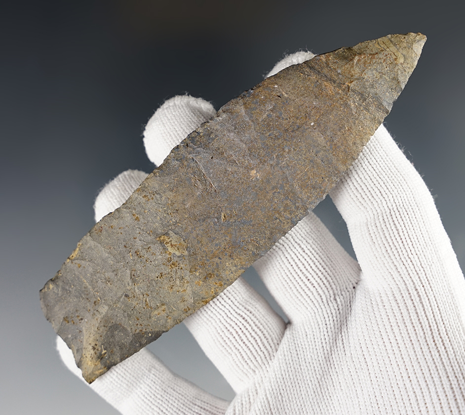 Classic 4 1/16" Paleo Lanceolate - Nellie Chert. Found in Coshocton Co., Ohio. Ex. Mills.