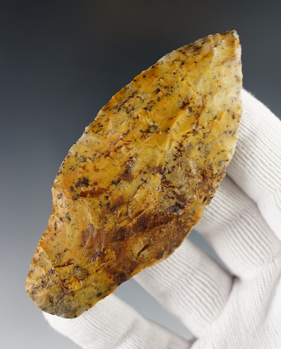 Highly colorful 3 3/8" Ohio Adena made from Flint Ridge Flint.