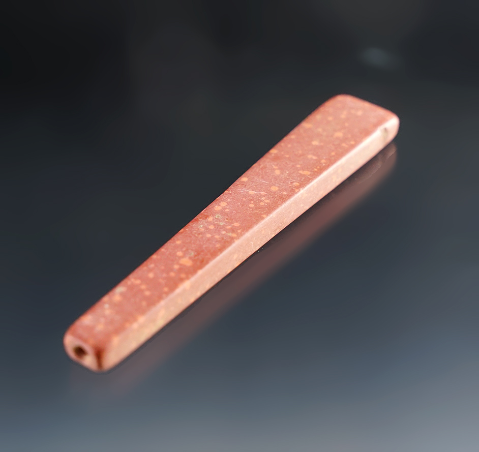 3 3/8" Trapezoidal Bead - micro drilling. Townley-Read Site in New York. Circa 1710-1745.