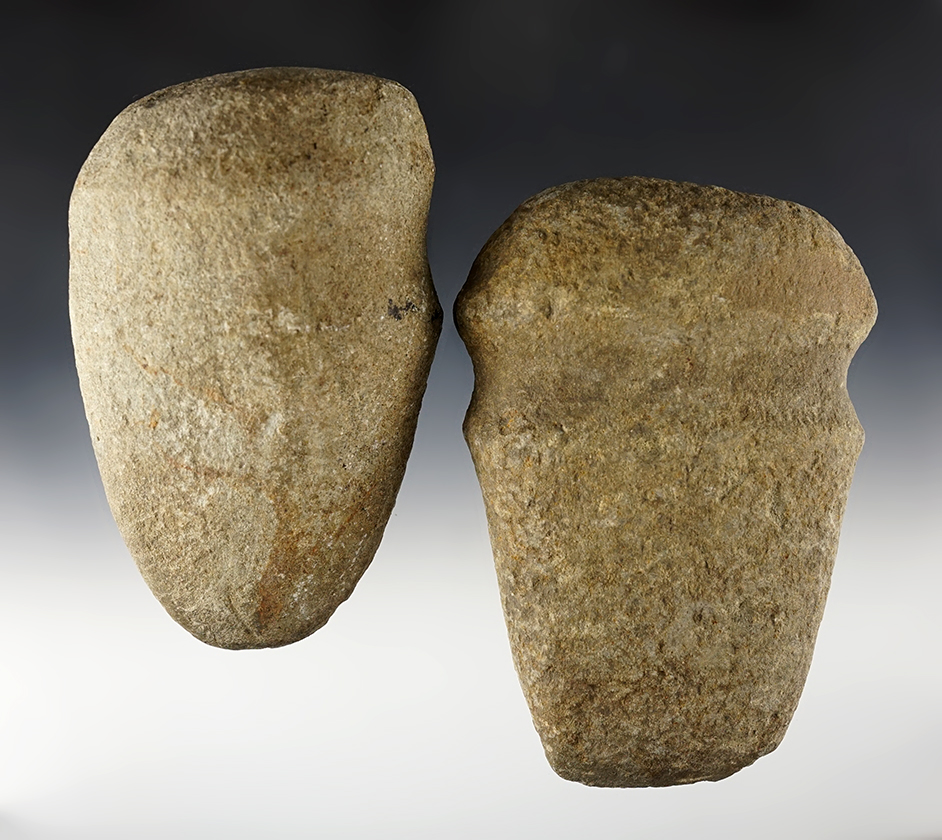 Pair of Hardstone Axes found in Wyandot and Hardin Co., Ohio. The largest is 5 5/8".