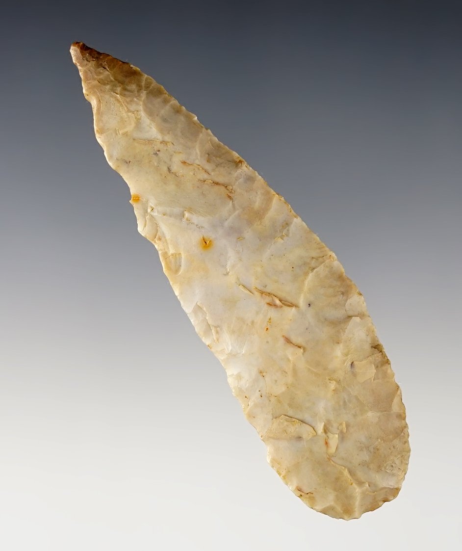 Nice 3 5/8" curved Ohio Knife made from Flint Ridge Flint.