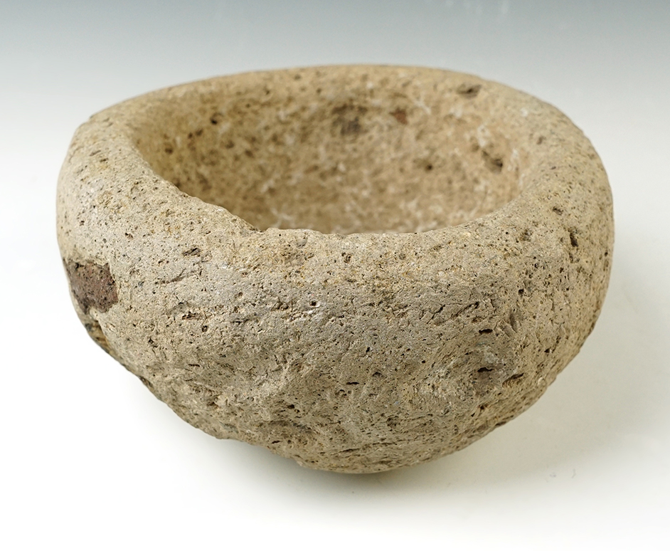 6 1/2" x 3 3/8" Stone Bowl found in Illinois. Well made example. Comes with a Bennett COA.