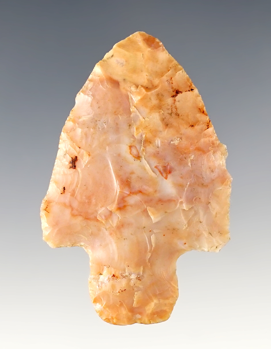 2" Adena made from pink Flint Ridge Flint. Found in Ross Co., Ohio.