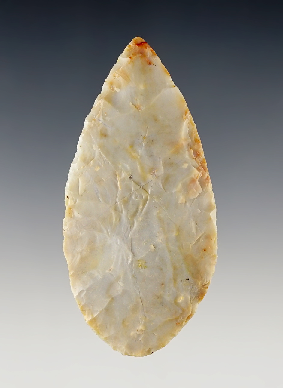 2 7/8" fine Ohio Leaf Blade made from Flint Ridge Flint.