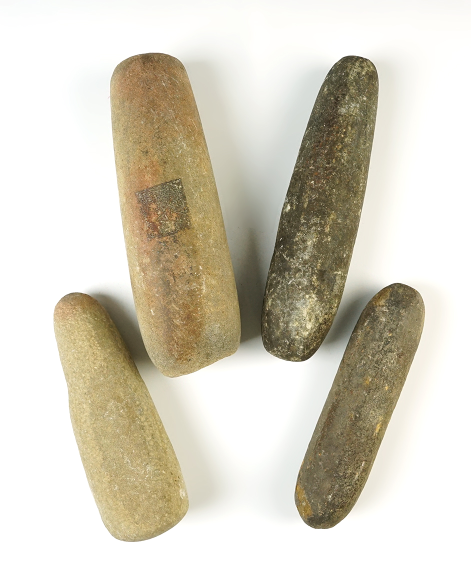 Set of 4 Roller Pestles found in Illinois and Ohio. The largest is 6 1/2".