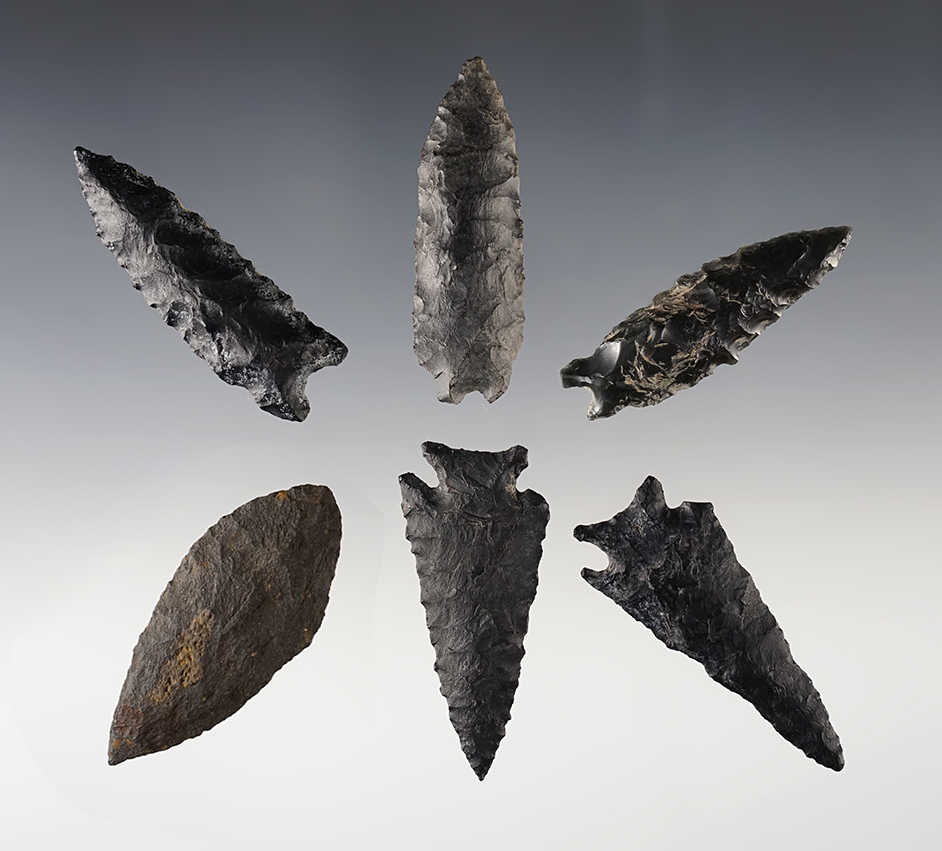 Set of 6 nice points found in Oregon. The largest is 2 1/8".