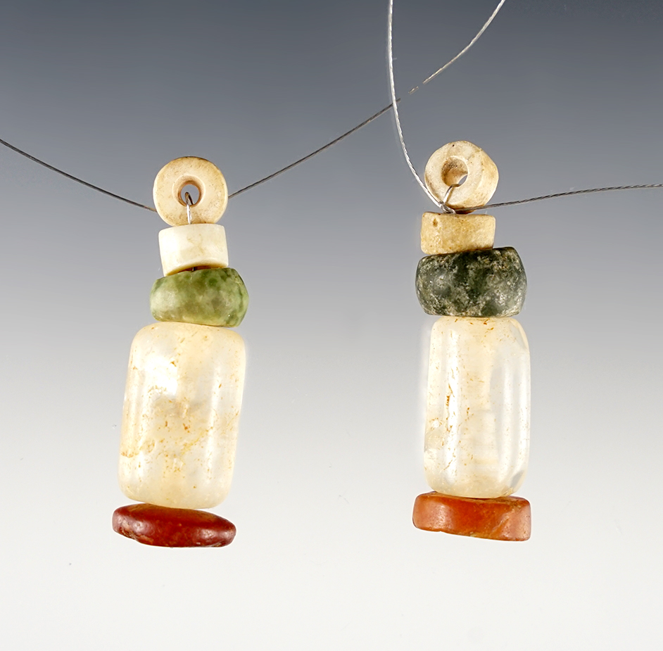 A fine matched pair of ornaments found in Colombia, Tairona culture, 1100-1550 CE.