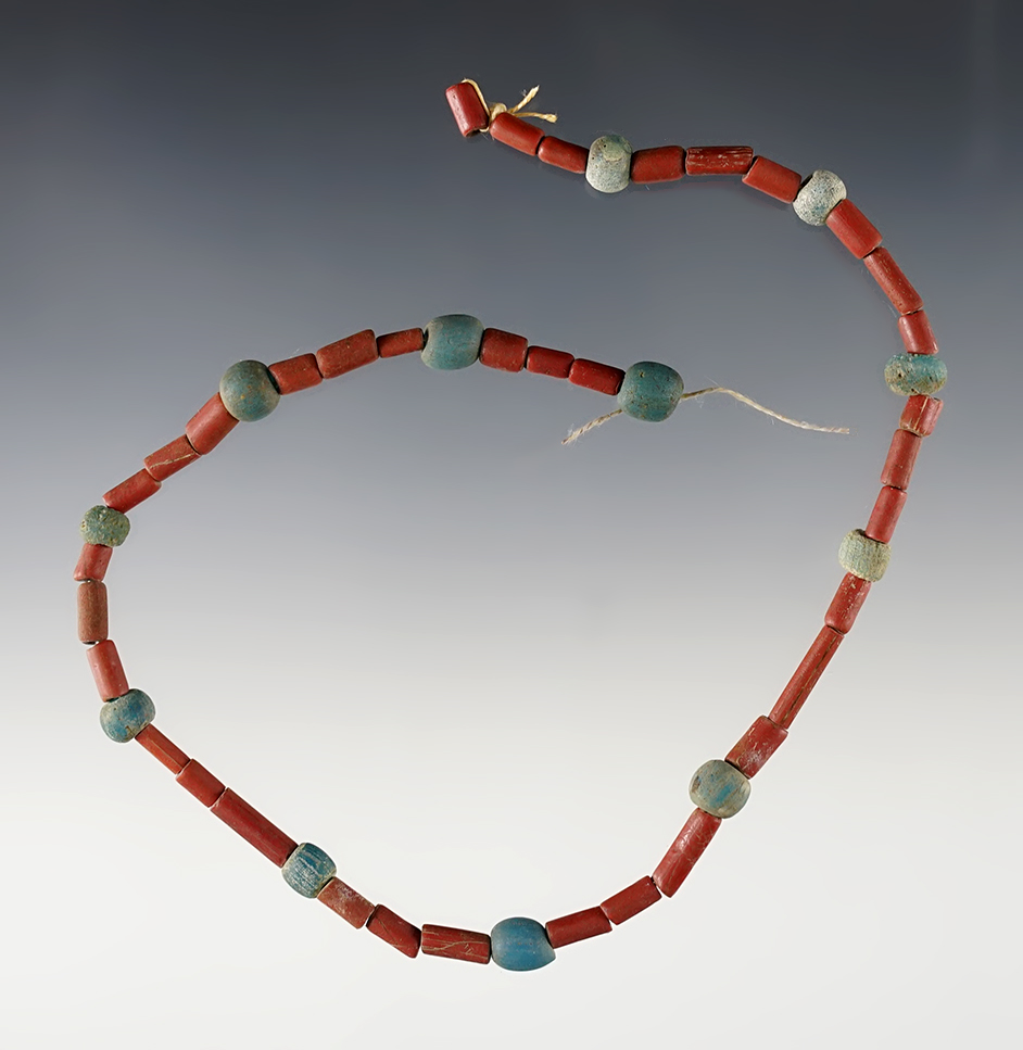 12" Strand of Tubular and Barrel Beads found at the Dann Site, Lima, Monroe Co., New York. 
