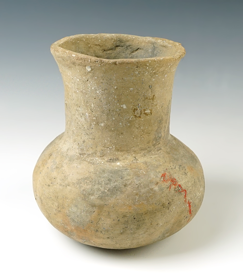 5 1/8 " tall x 4 1/2 " wide Mississippian water bottle in solid condition. Arkansas area.