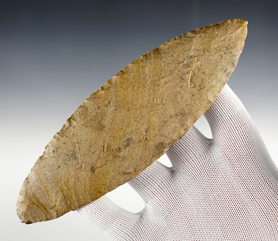 Large and fine 6 7/8" Bi-Pointed Cache Blade that is 1 of 12 found near Osceola, Arkansas in 1985.