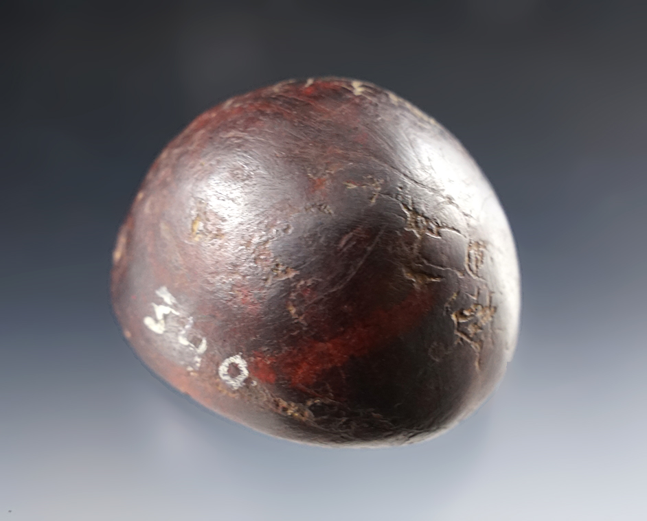 1 3/4" highly polished Cone made from beautiful red and black Hematite. Recovered in Ohio.