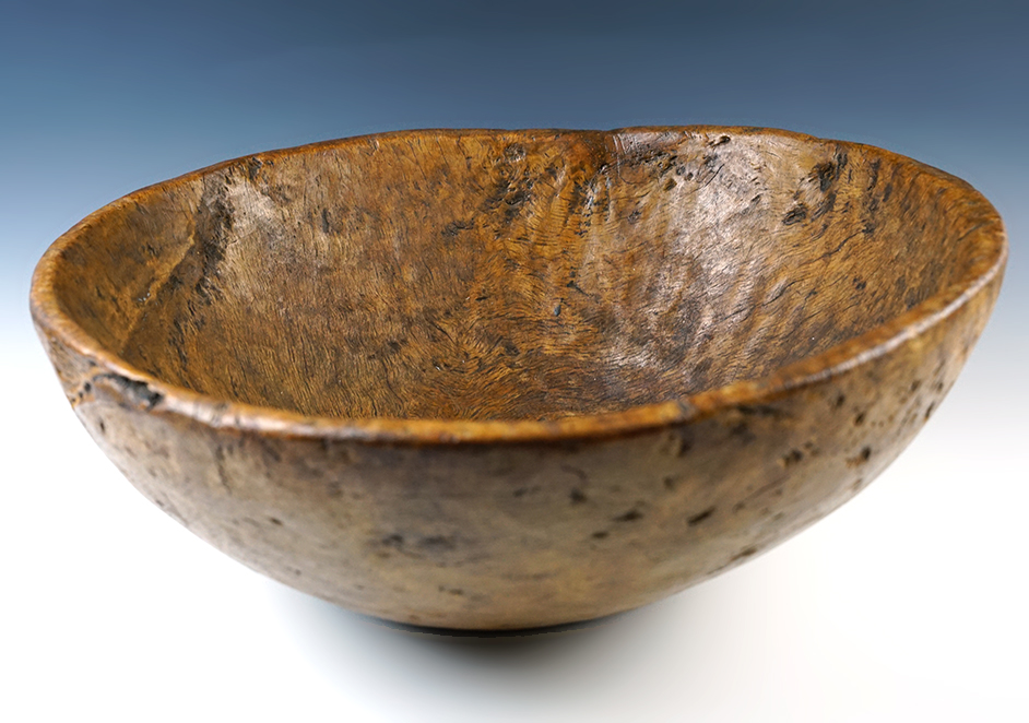 Very large 15 1/2" x 6'' tall Vintage Hand Carved Wood Bowl recovered in the New York area.  