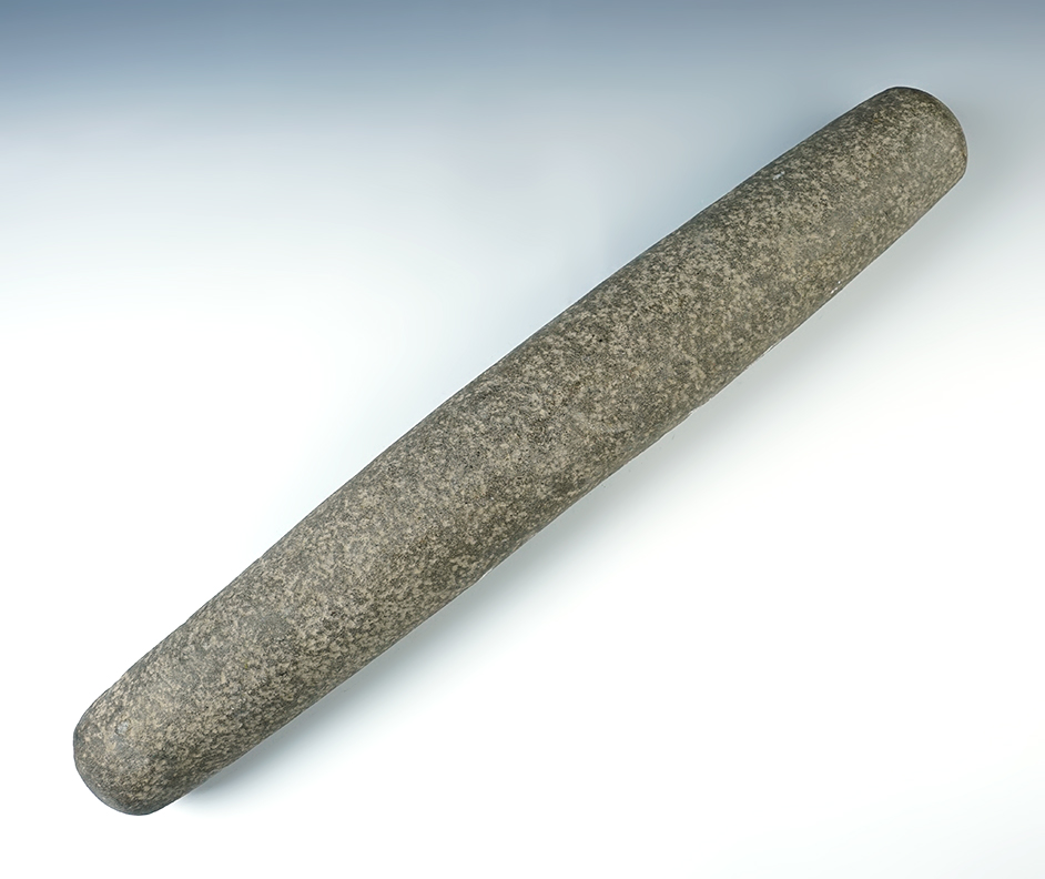 18 1/4" Hardstone Roller Pestle recovered in New London, Connecticut.  ex. Herb Tellfors. 