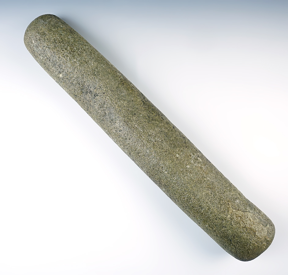Huge 19" Greenstone Roller Pestle/Pounder recovered in eastern Tennessee. Good surface polish.