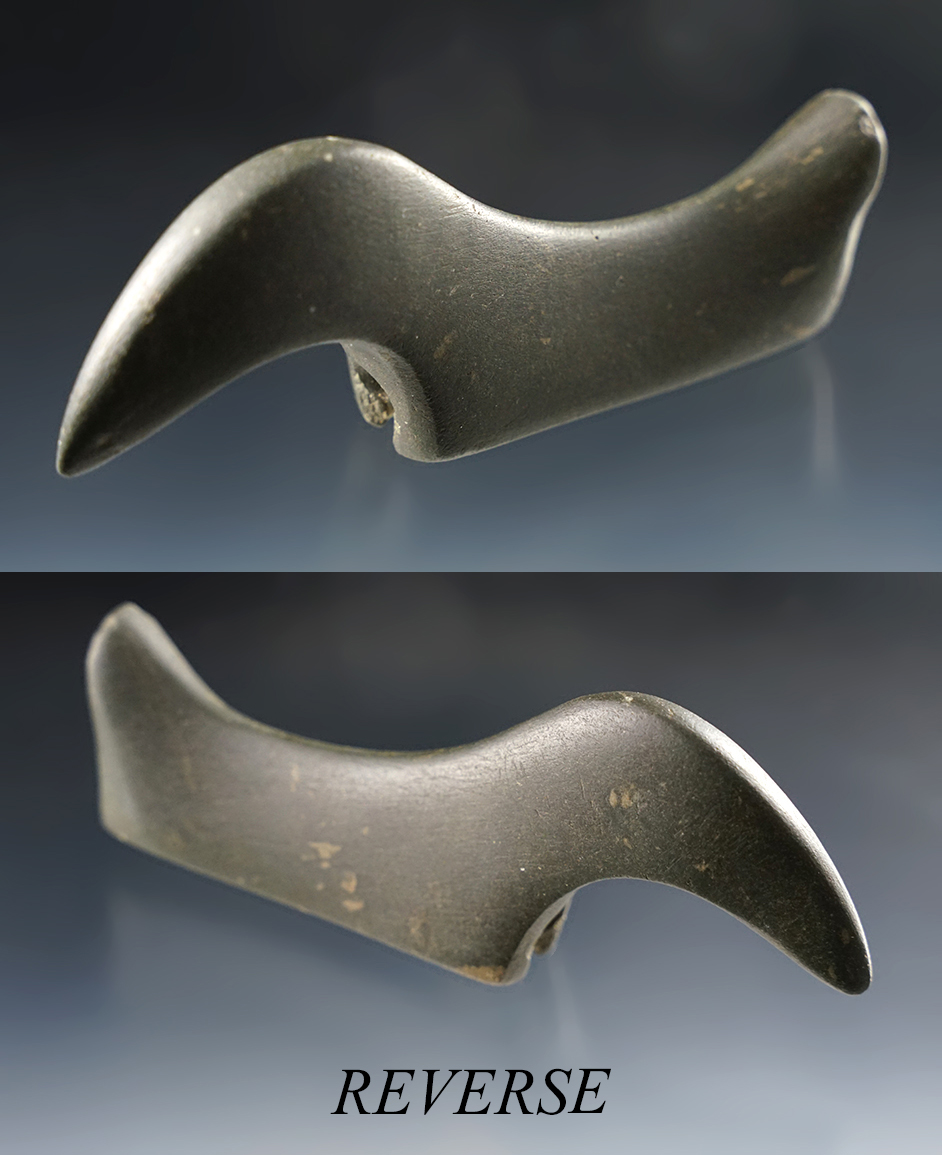 4 1/2" x 1 11/16" Glacial Kame Birdstone made from gray Slate. Found in Richland Co., Ohio. 