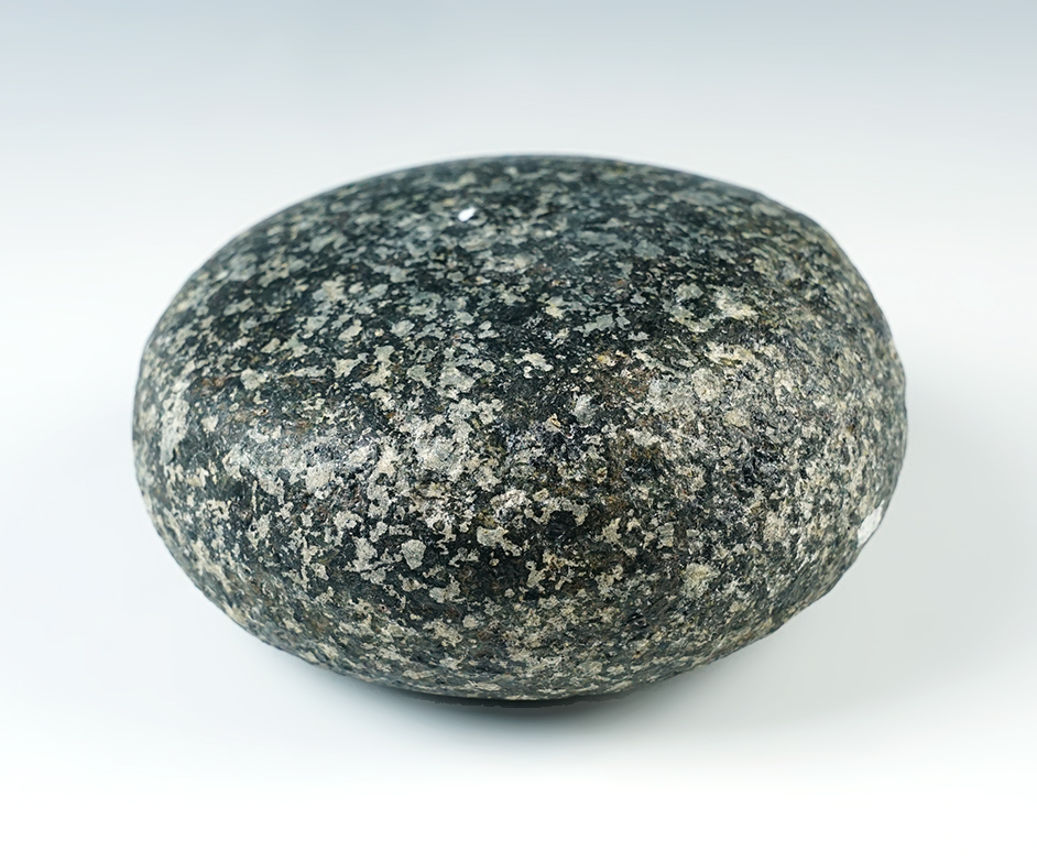 4 5/8" diameter Biscuit Discoidal made from Granite. Found in Hancock Co., Kentucky. COA.