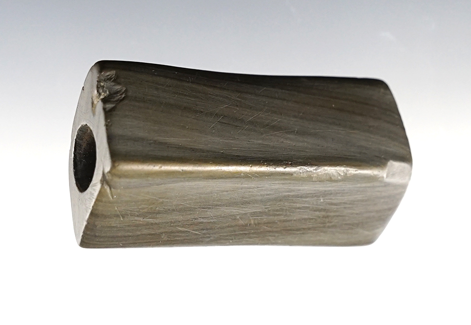 Rare 2 7/16" Prismoidal Bannerstone. Found by Charles Marsh, Paulding Co., Ohio. Pictured.